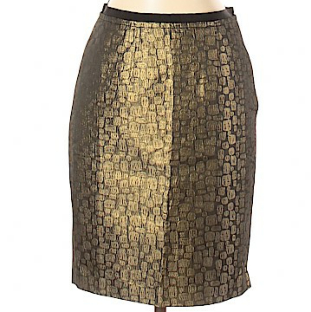 NWT ANN TAYLOR GOLD METALLIC PENCIL SKIRT